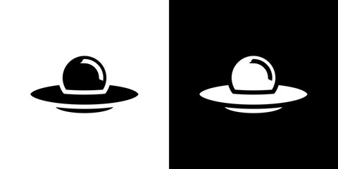UFO icon flat vectors set. black and white