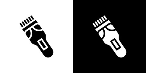 Trimmer icon flat vectors set. black and white