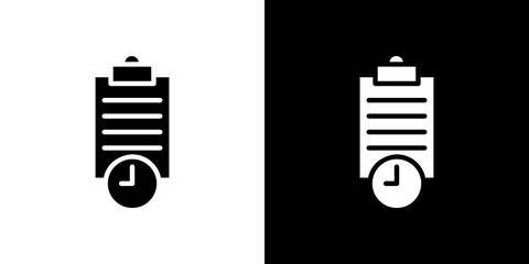 Timesheet icon flat vectors set. black and white