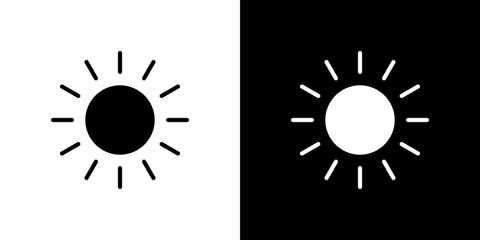 Sun icon flat vectors set. black and white