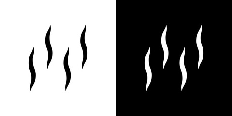 Smoke steam silhouette icon flat vectors set. black and white