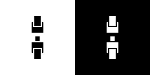 Obraz premium Seatbelt icon flat vectors set. black and white