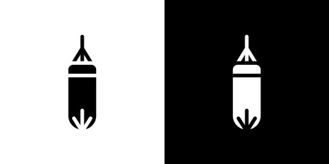 Punching bag icon flat vectors set. black and white