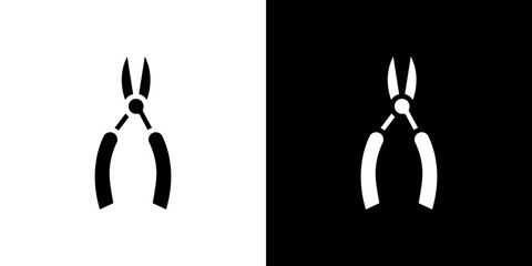 Pliers icon flat vectors set. black and white