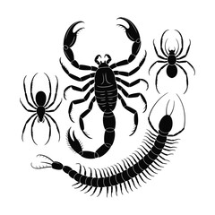 Black Scorpion Tattoo Vector Illustration Isolated on White Background