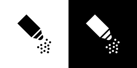 Pepper shaker icon flat vectors set. black and white