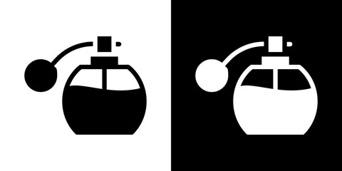 Parfum icon flat vectors set. black and white