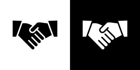 Partnership icon flat vectors set. black and white