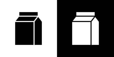 Paper bag icon flat vectors set. black and white
