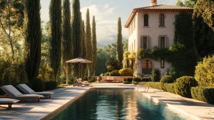 Tuscan villa poolside