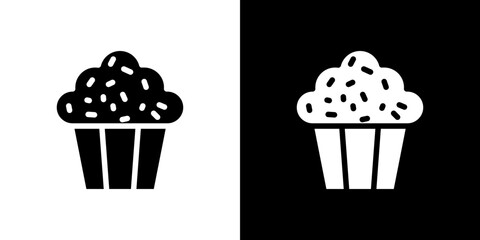 Muffin icon flat vectors set. black and white