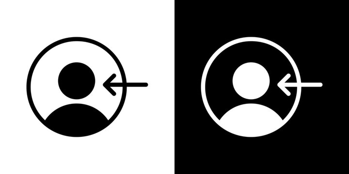 Login icon flat vectors set. black and white