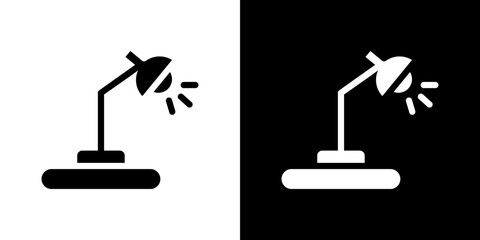 Lamp icon flat vectors set. black and white