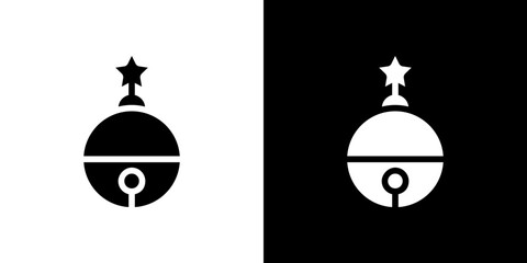 Jingle bell icon flat vectors set. black and white
