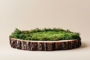 Wooden Slice with Moss Display