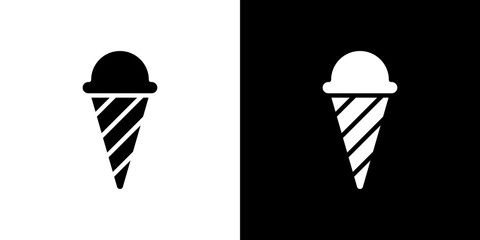 Ice cream cone icon flat vectors set. black and white