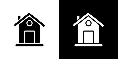 House icon flat vectors set. black and white