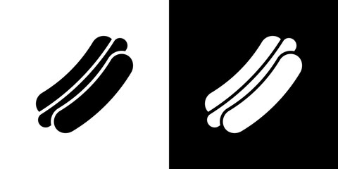 Hot dog icon flat vectors set. black and white