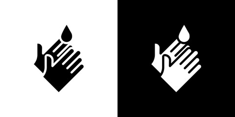Handwashing icon flat vectors set. black and white