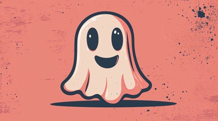 Cute Ghost on Pink Background