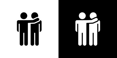 Friends icon flat vectors set. black and white
