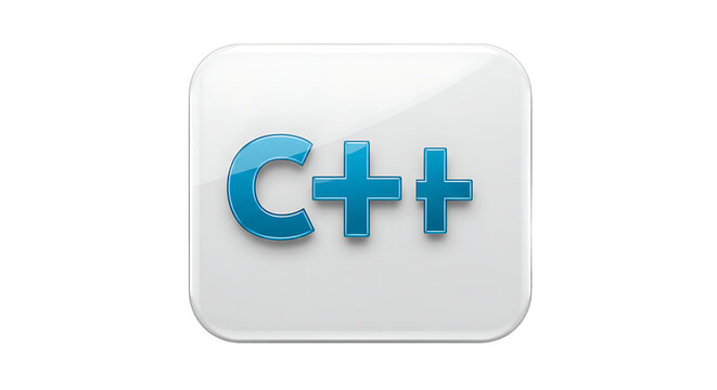 C++ Logo on White Button