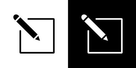 Obraz premium Edit icon flat vectors set. black and white