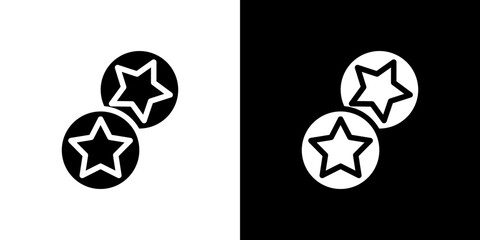 Earn point icon flat vectors set. black and white