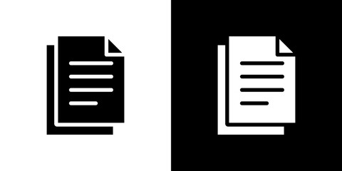 Document icon flat vectors set. black and white