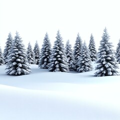 Fototapeta premium Snowy Forest Illustration for Winter