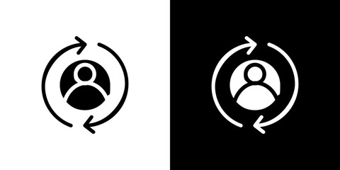 Customer retention icon flat vectors set. black and white