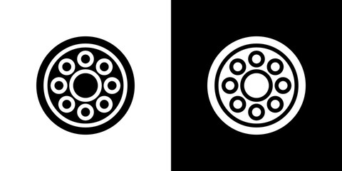 Car bearing icon flat vectors set. black and white