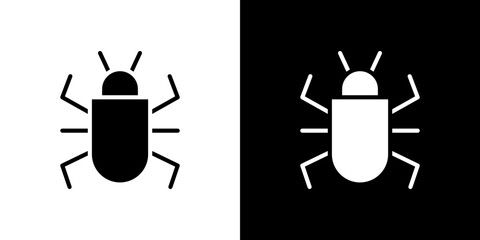 Bug icon flat vectors set. black and white