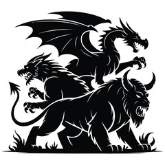 Fototapeta premium Black and White Tribal Lion Tattoo Vector Design