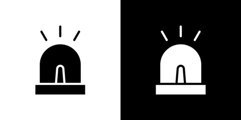 Ambulance siren icon flat vectors set. black and white