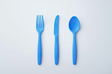 Blue plastic cutlery set