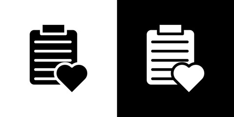 Wish list icon flat vectors set. black and white