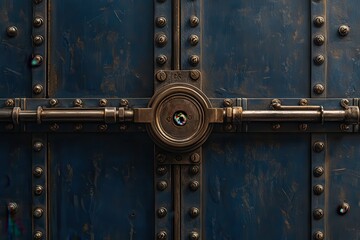 Metal door with ornate lock mechanism