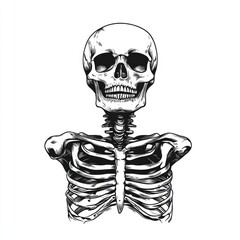 Detailed illustration of a human skeleton's upper body.