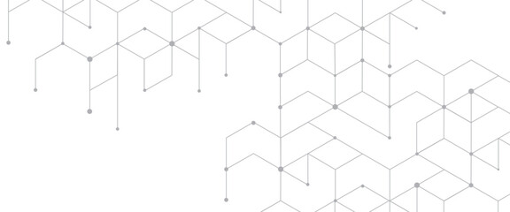 Vector digital hexagonal background geometric abstraction with lines and dots.