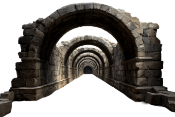 Ancient stone arches create a beautiful passageway with depth