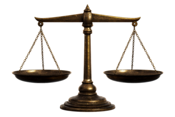 Classic brass balance scale representing justice and equality