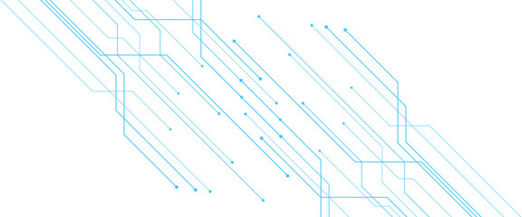 Vector abstract blue digital technology circuits lines geometric dots and lines.
