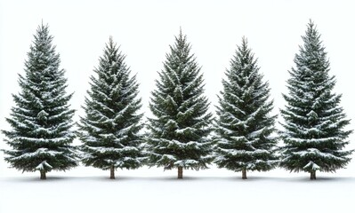 Obraz premium Snowy Christmas Trees in a Row