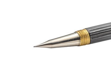 a pen with a gold tip on a white background