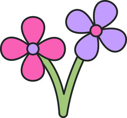Simple Retro Flower doodle illustration
