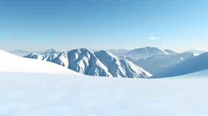 Obraz premium Serene Winter Landscape with Majestic Snow-Capped Mountains Under Clear Blue Sky