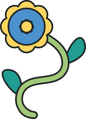 Simple Retro Flower doodle illustration