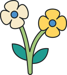 Simple Retro Flower doodle illustration