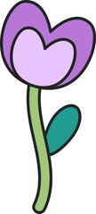 Simple Retro Flower doodle illustration